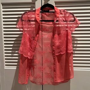 Zara Lace Button Up Shirt